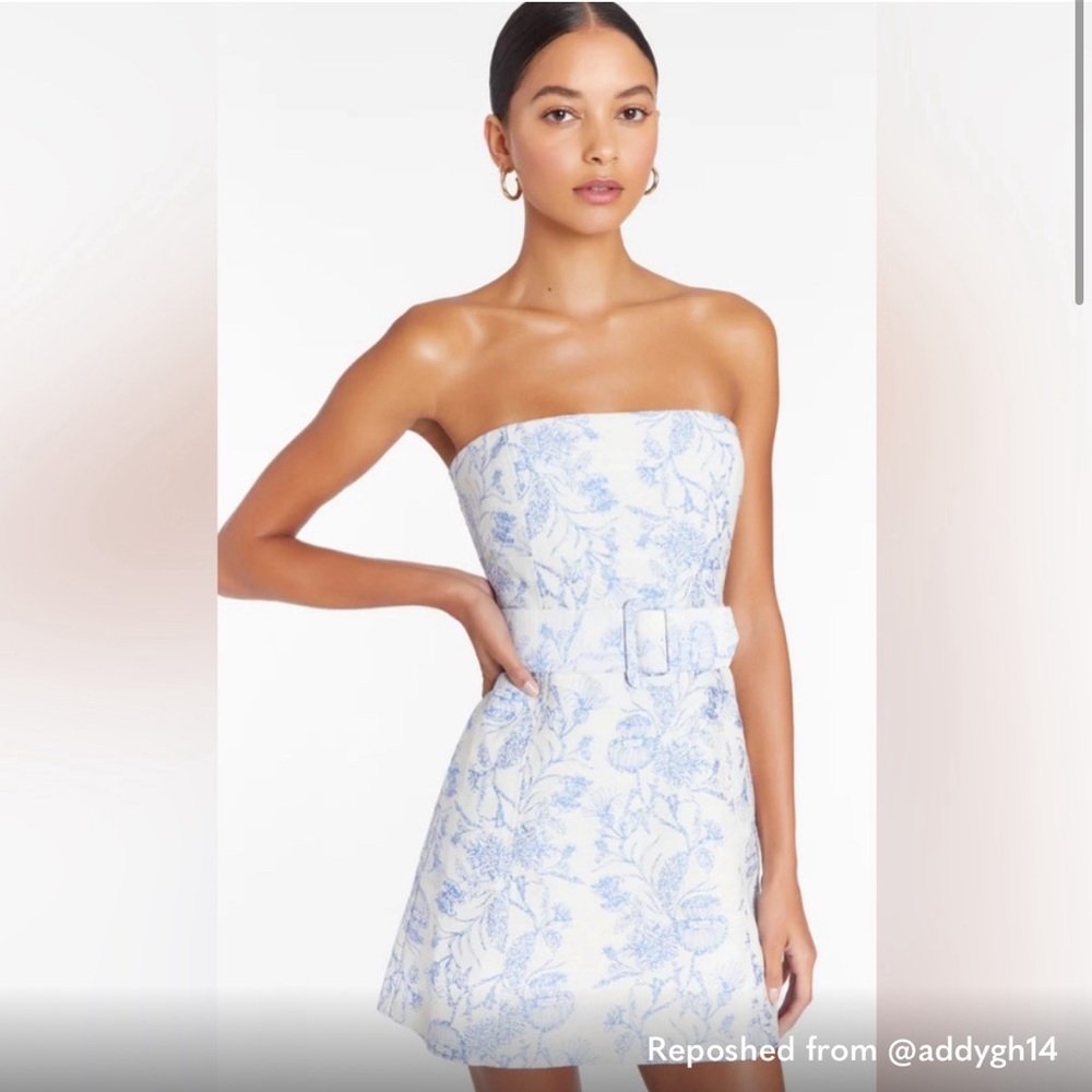 Amanda Uprichard FAE DRESS in TOILE BROCADE in English blue small like new
